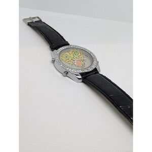 Mens Used Stainless Steel Back Water Resistant Tiger CZ Watch. W/ Dead Battery